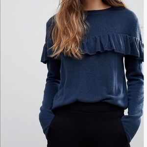Jacqueline De Yong Blue Frill Sweater